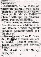 Funeral Service (Mary Agnes Dunn)