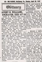 Obituary (Avery H. Williams) (The Patriot)