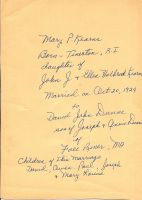 Mary P. Kearns (Notes on rear of Wedding Photo)